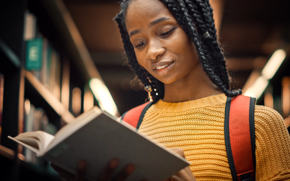 student reading